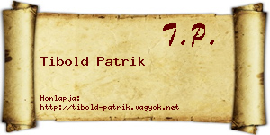 Tibold Patrik névjegykártya